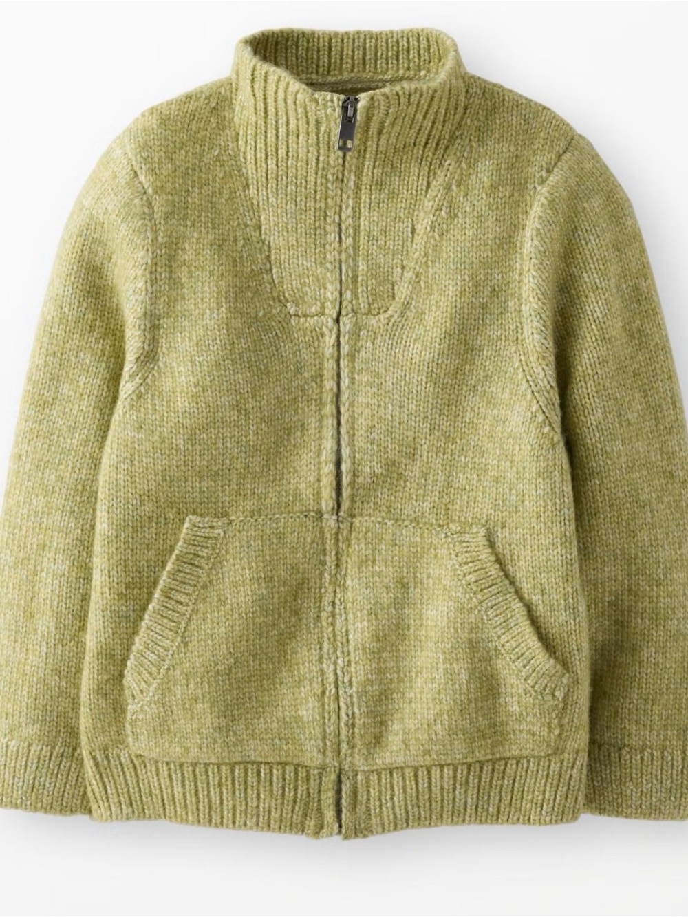 Hanna Andersson Olive Moss Green Zip-Up Knit Sweater